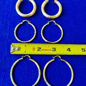3 Pairs of Gold Hoops